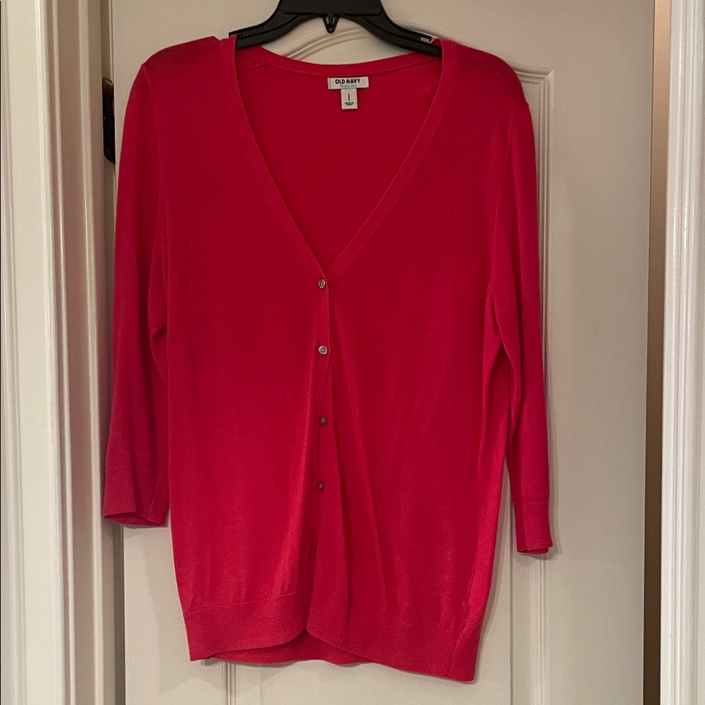 Charter Club Vivid Hot Pink Cardigan Sweater